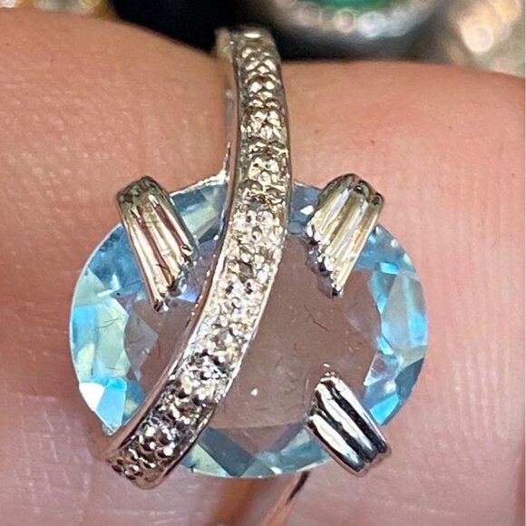 Ring Size 6.5 Blue Topaz Sterling Silver 925 Women Semi-Precious Stone - Picture 1 of 8